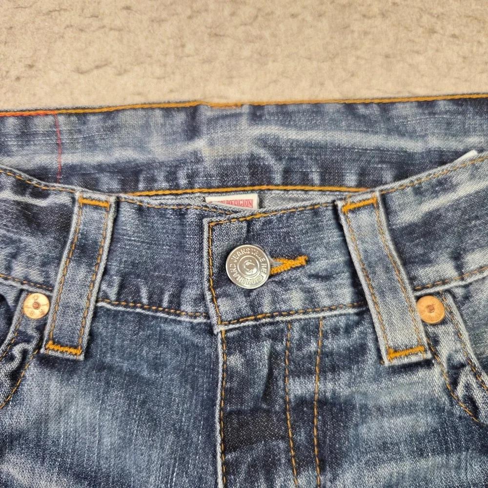 True Religion World Tour Mens Straight Flap Pockets Jeans Size 34x34 Denim